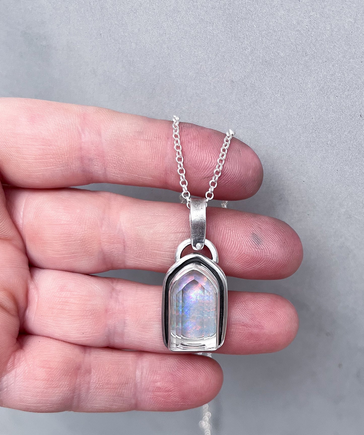 Opal & Cathedral quartz pendant