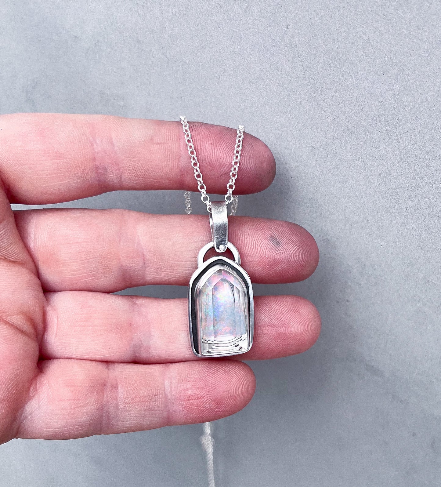 Opal & Cathedral quartz pendant