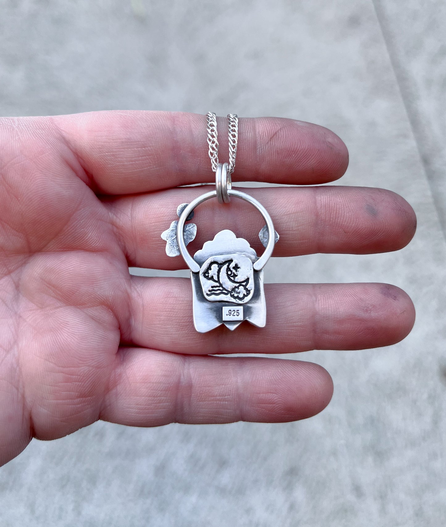 Ghost #1- Howlite & sterling silver- Pendant