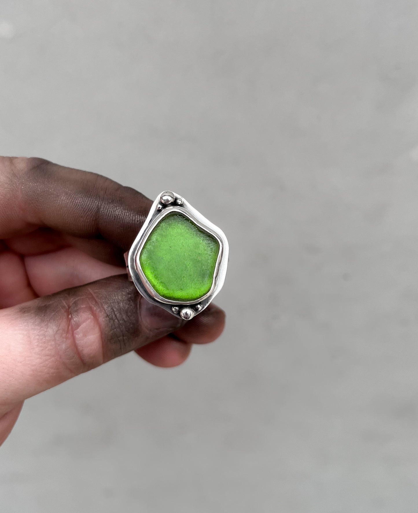 Green sea-glass ring