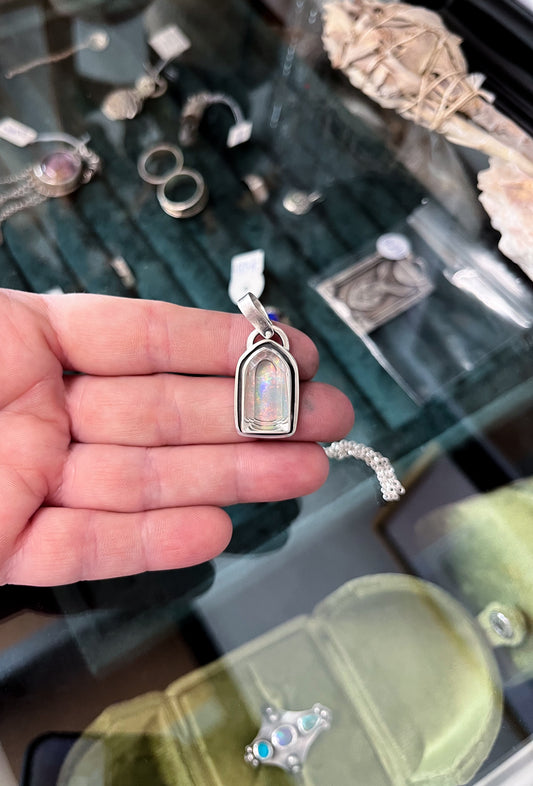 Opal & Cathedral quartz pendant