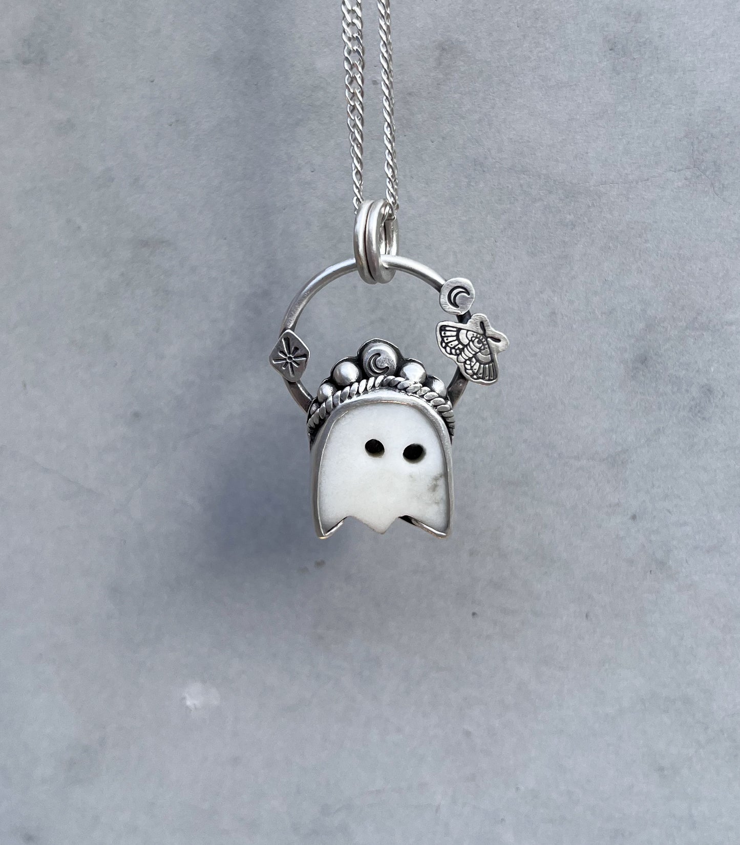 Ghost #1- Howlite & sterling silver- Pendant