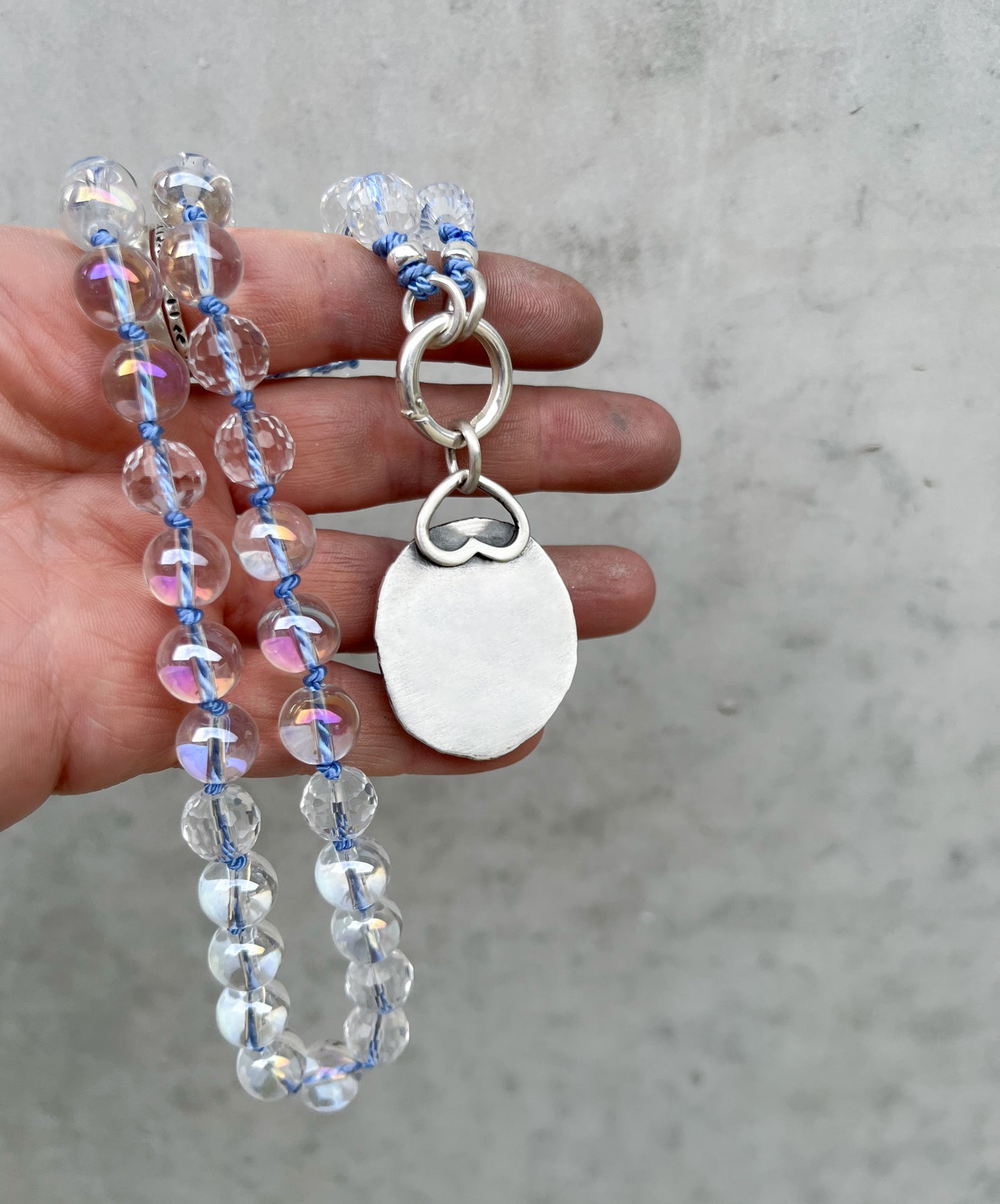 Beaded necklace- clear moonstone