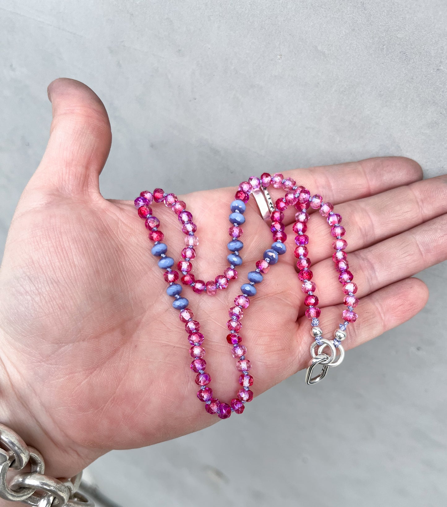Beaded necklace- small pink