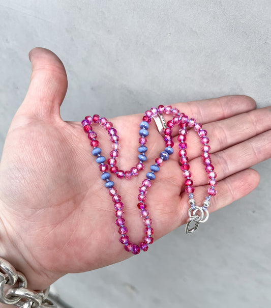 Beaded necklace- small pink