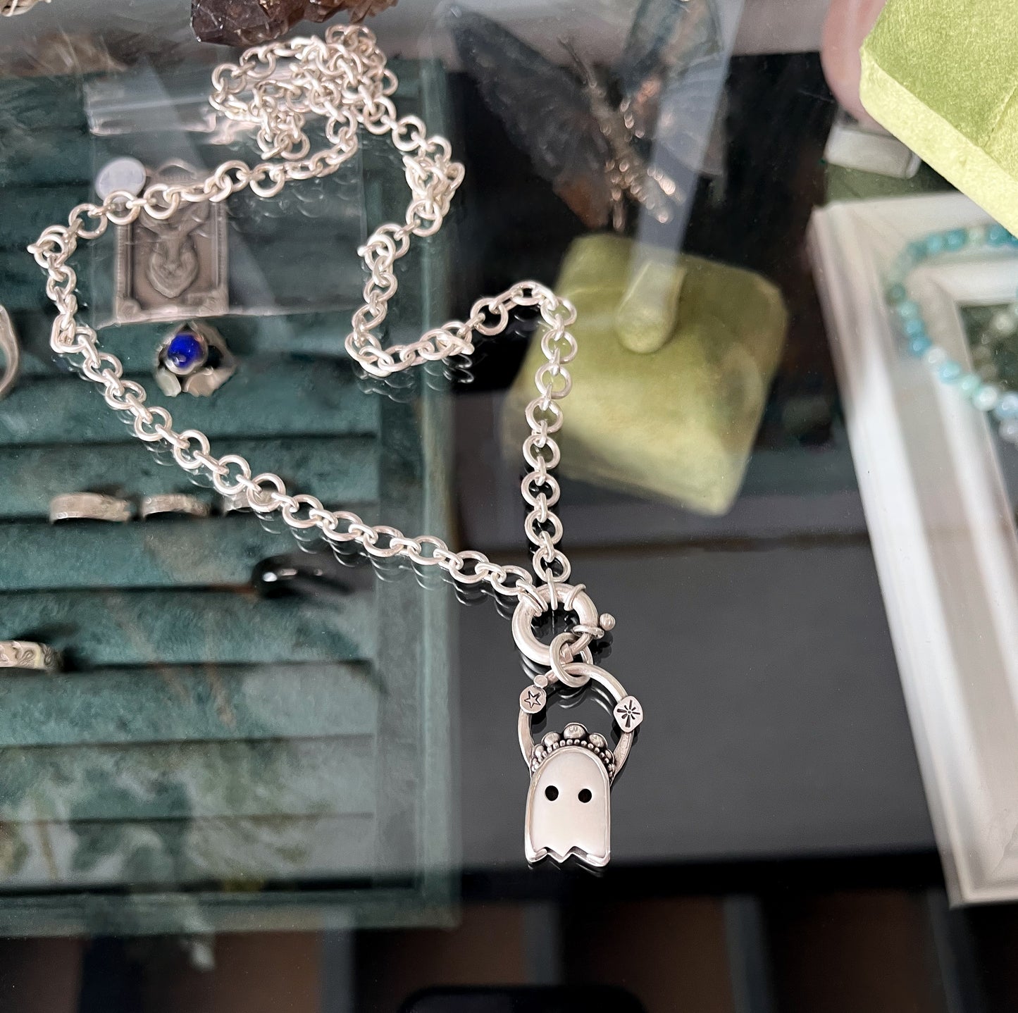 Ghost #3- Howlite & sterling silver- Pendant