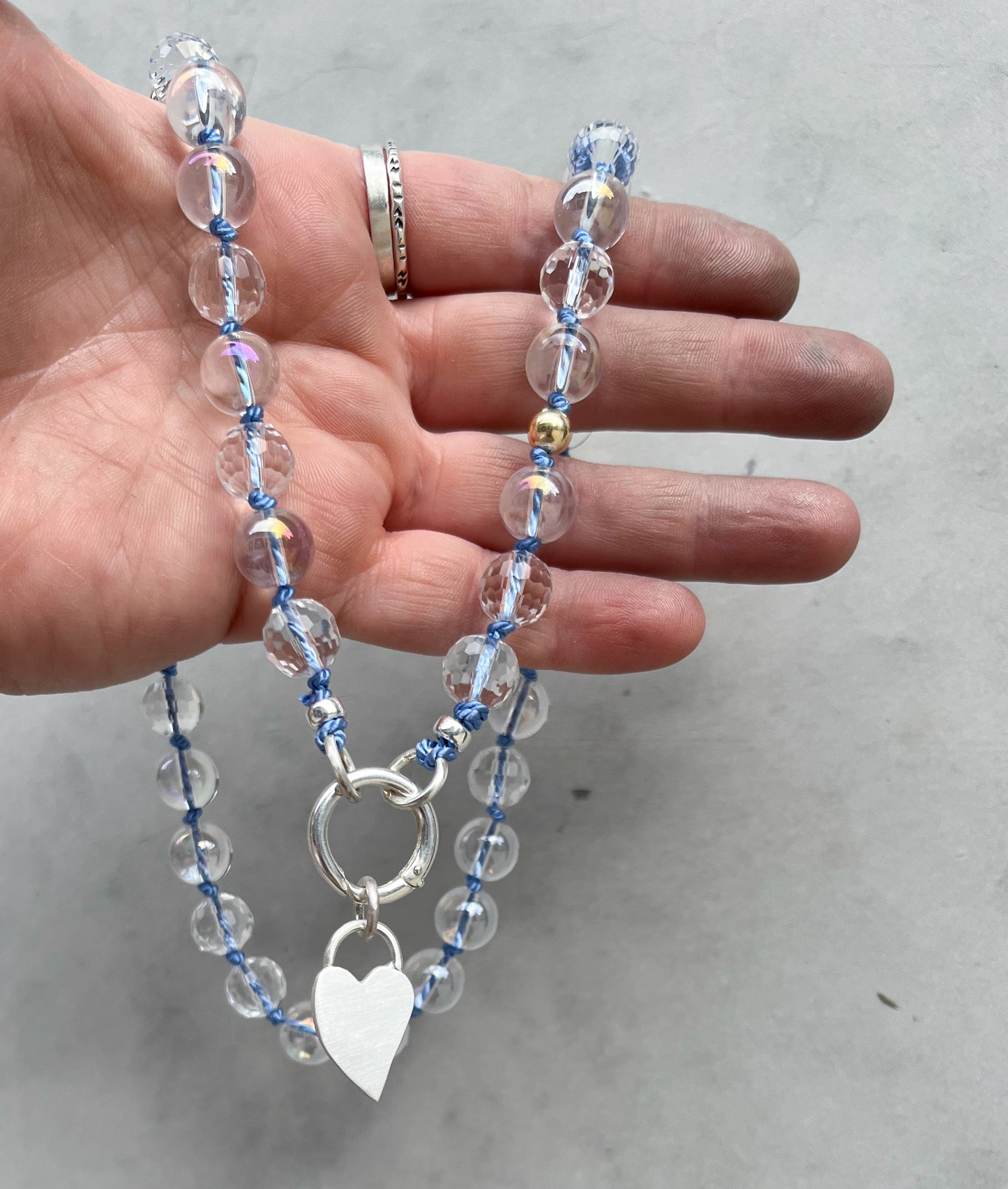 Beaded necklace- clear moonstone