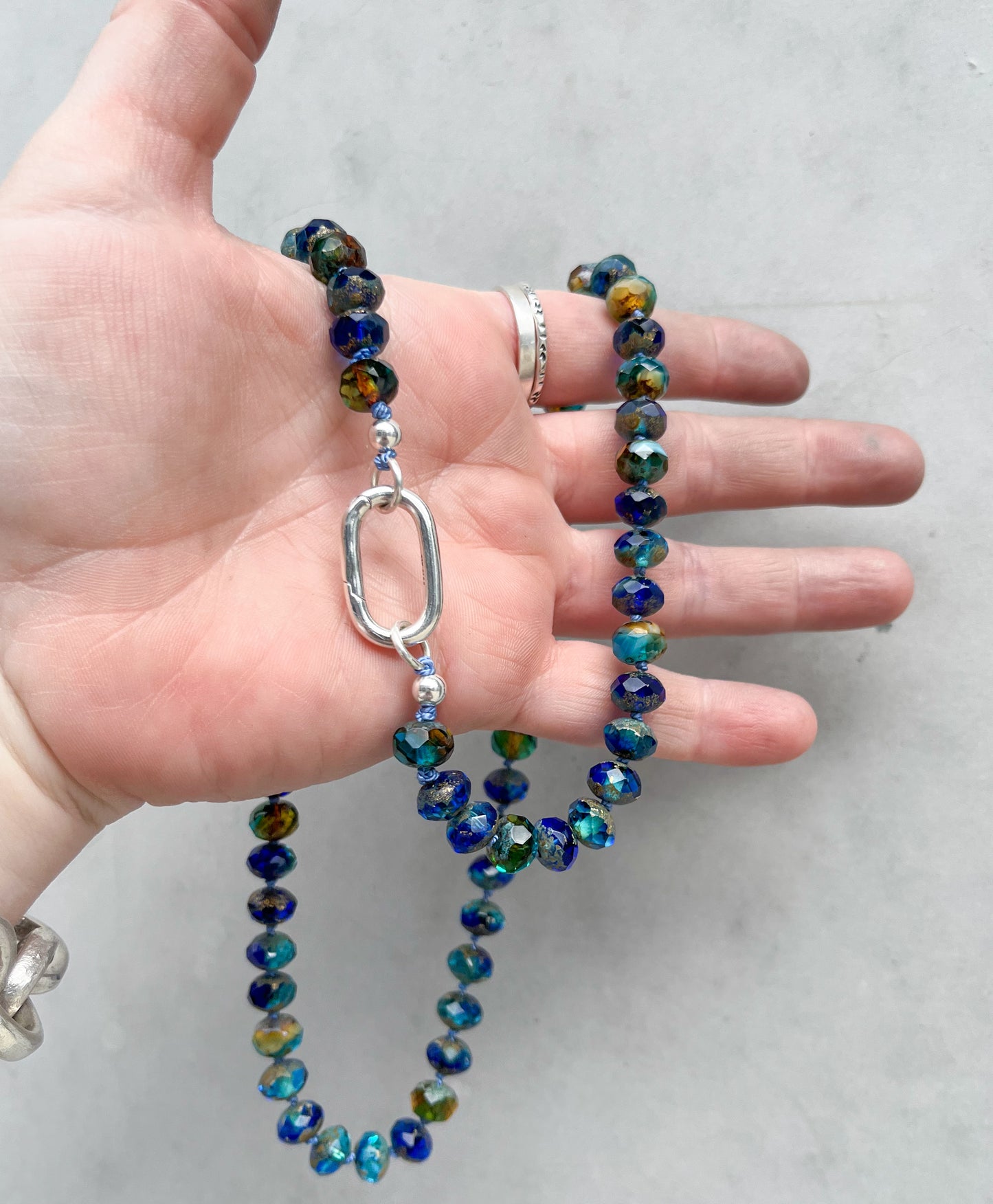 Beaded necklace- beach blue