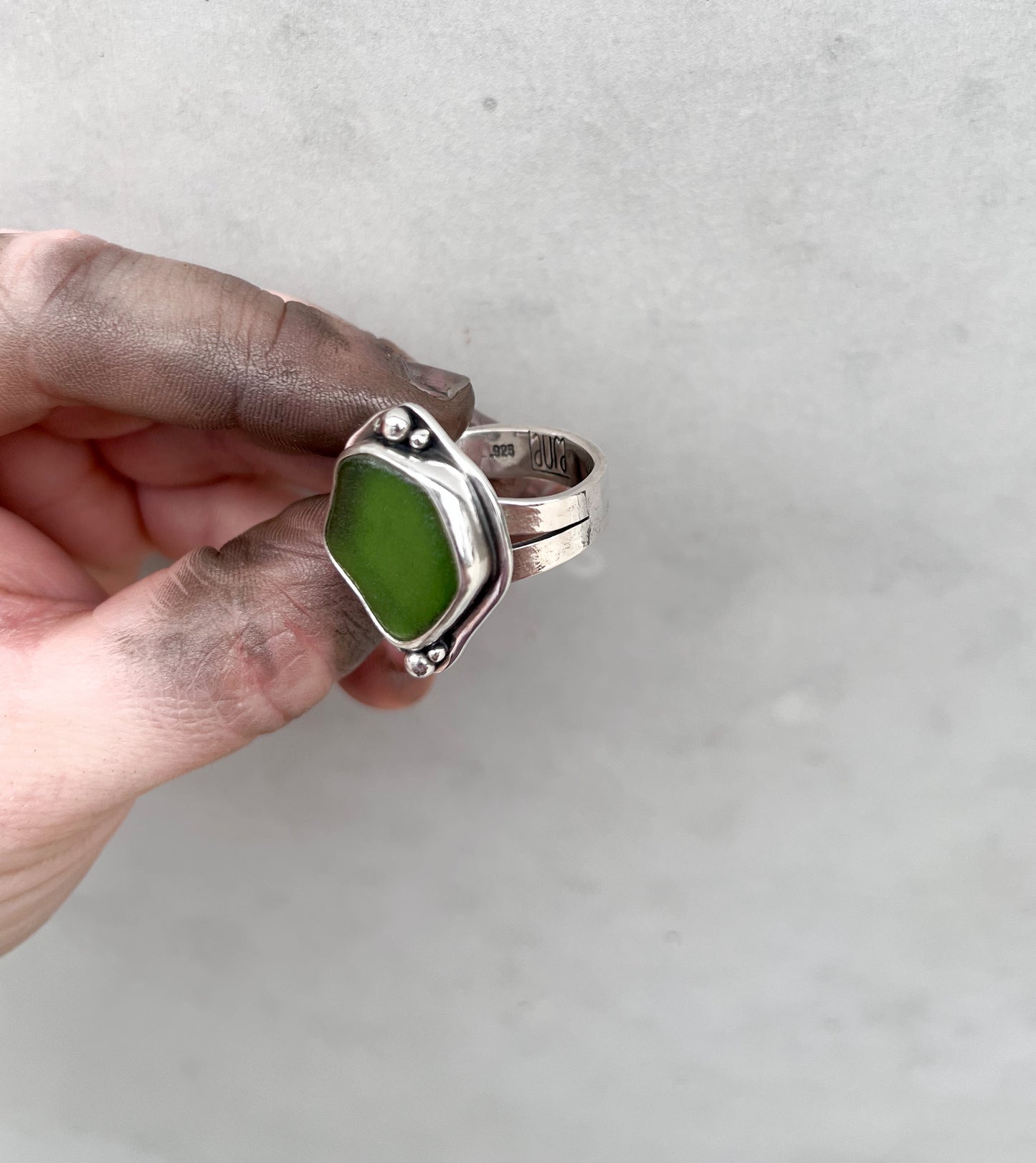 Green sea-glass ring