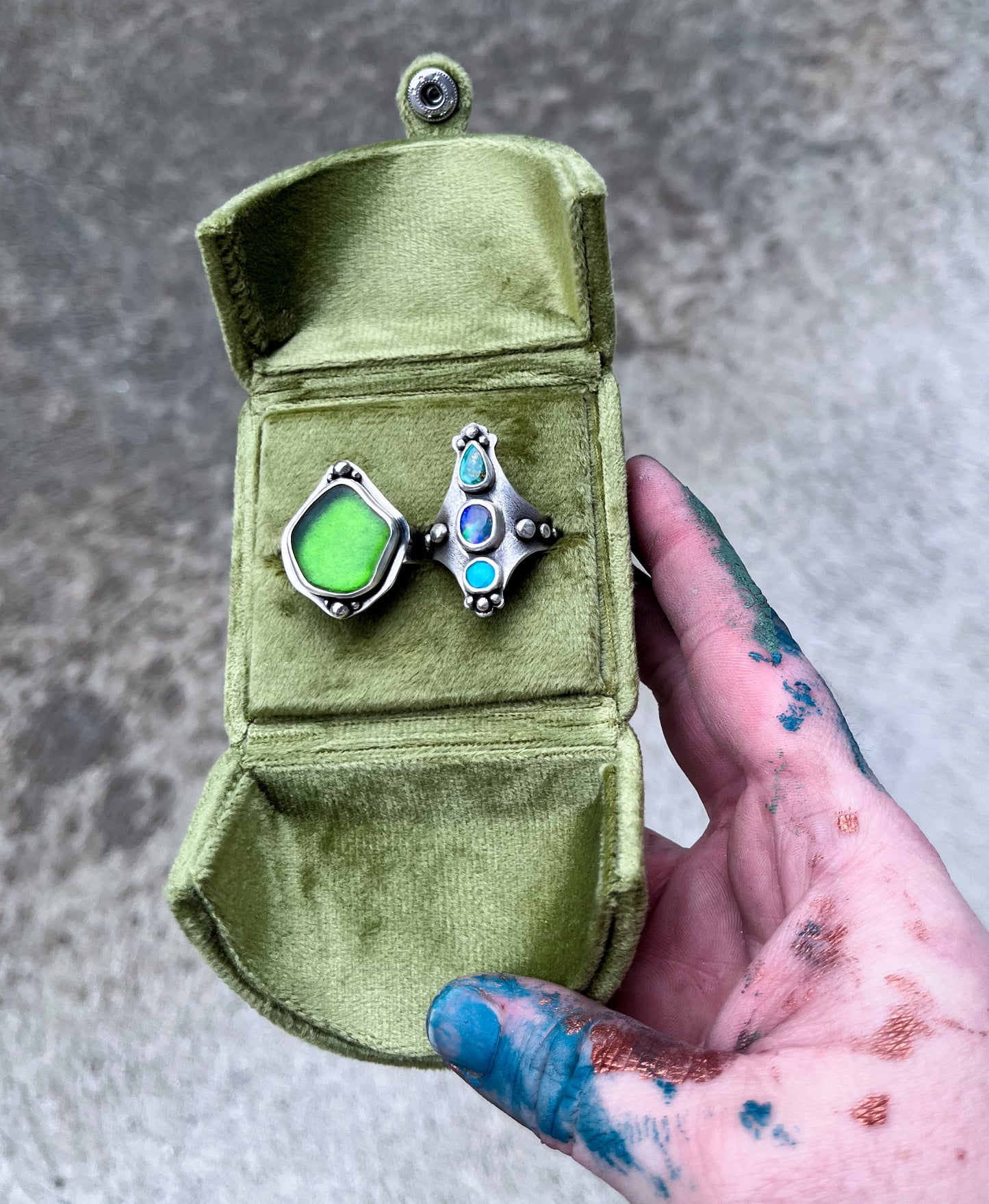 Green sea-glass ring