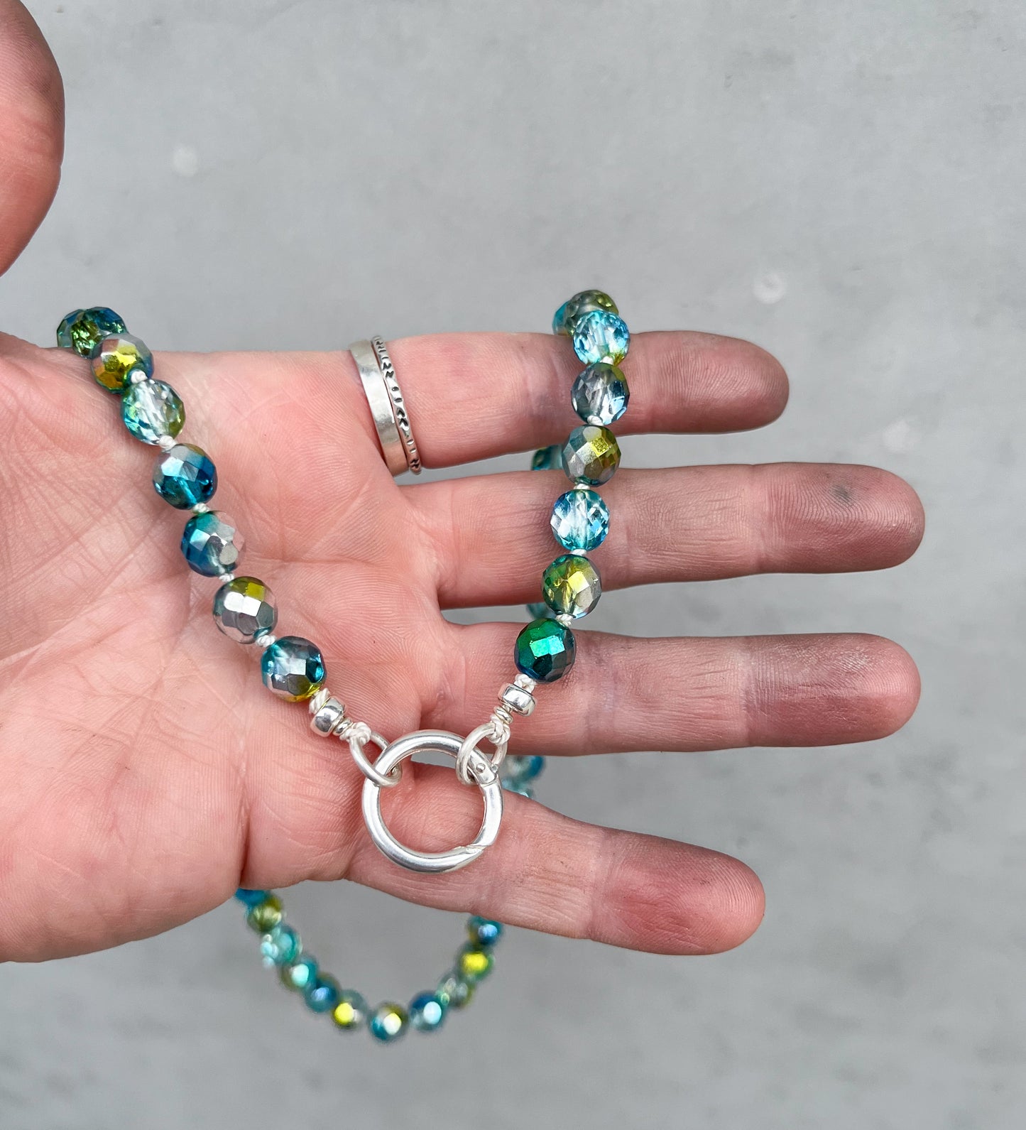 Beaded necklace- beach blue