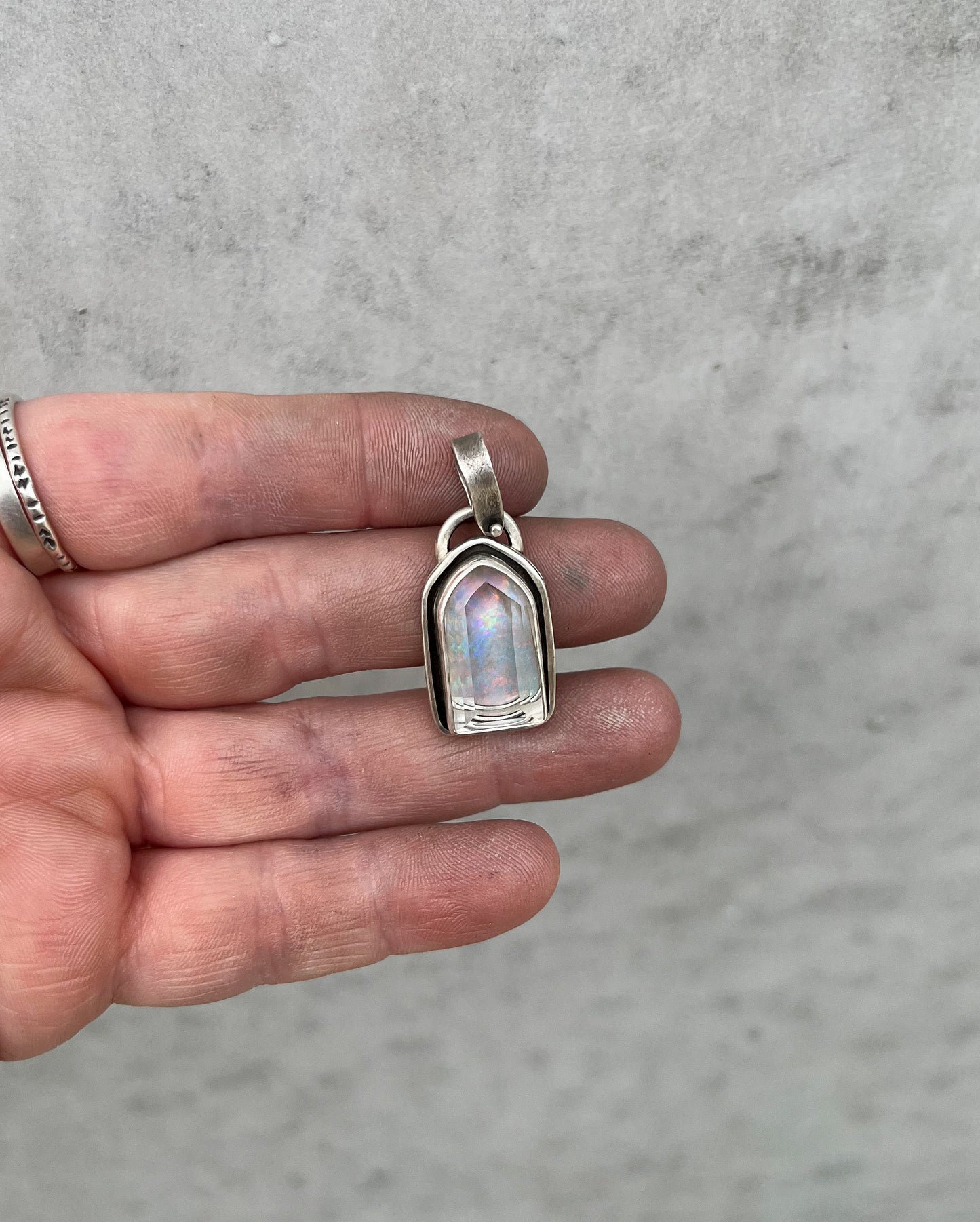 Beaded necklace- clear moonstone