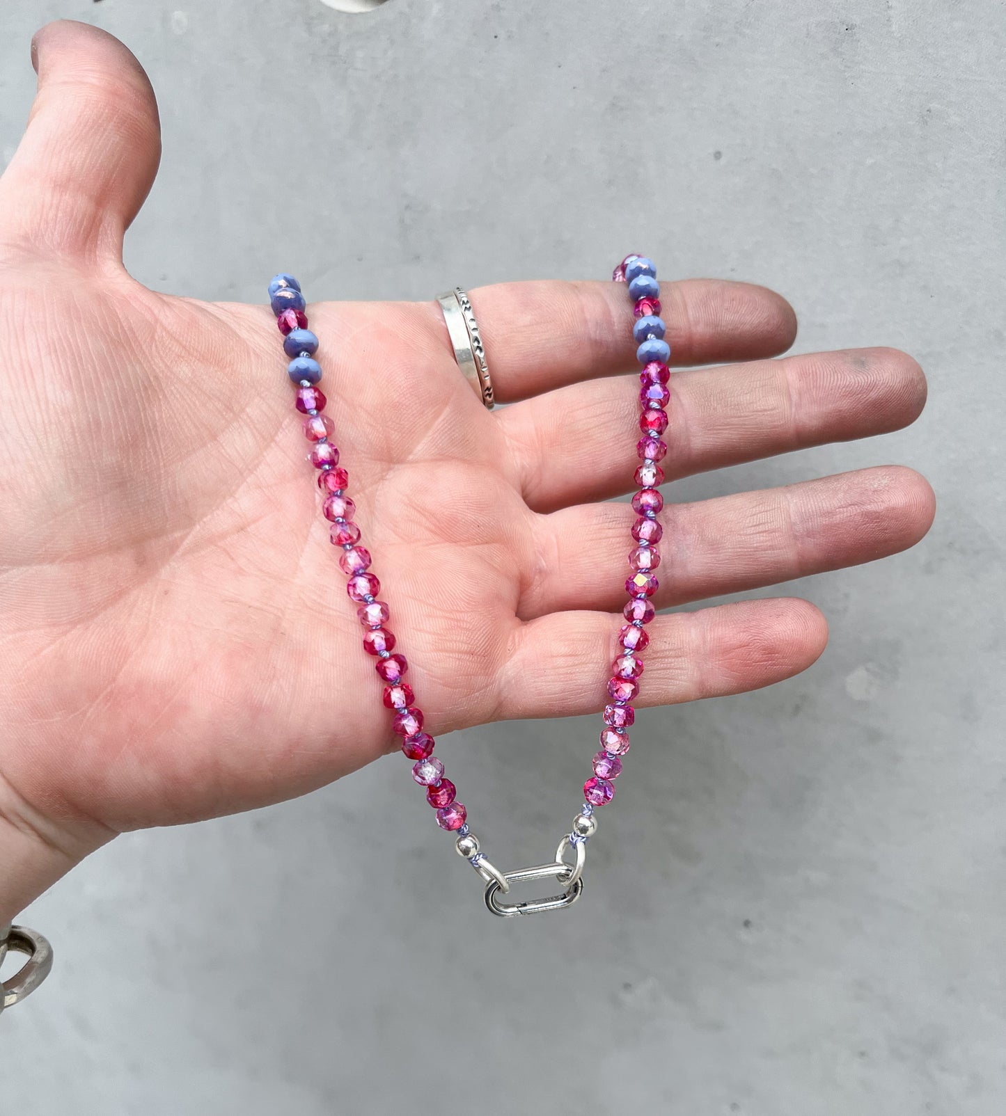 Beaded necklace- small pink