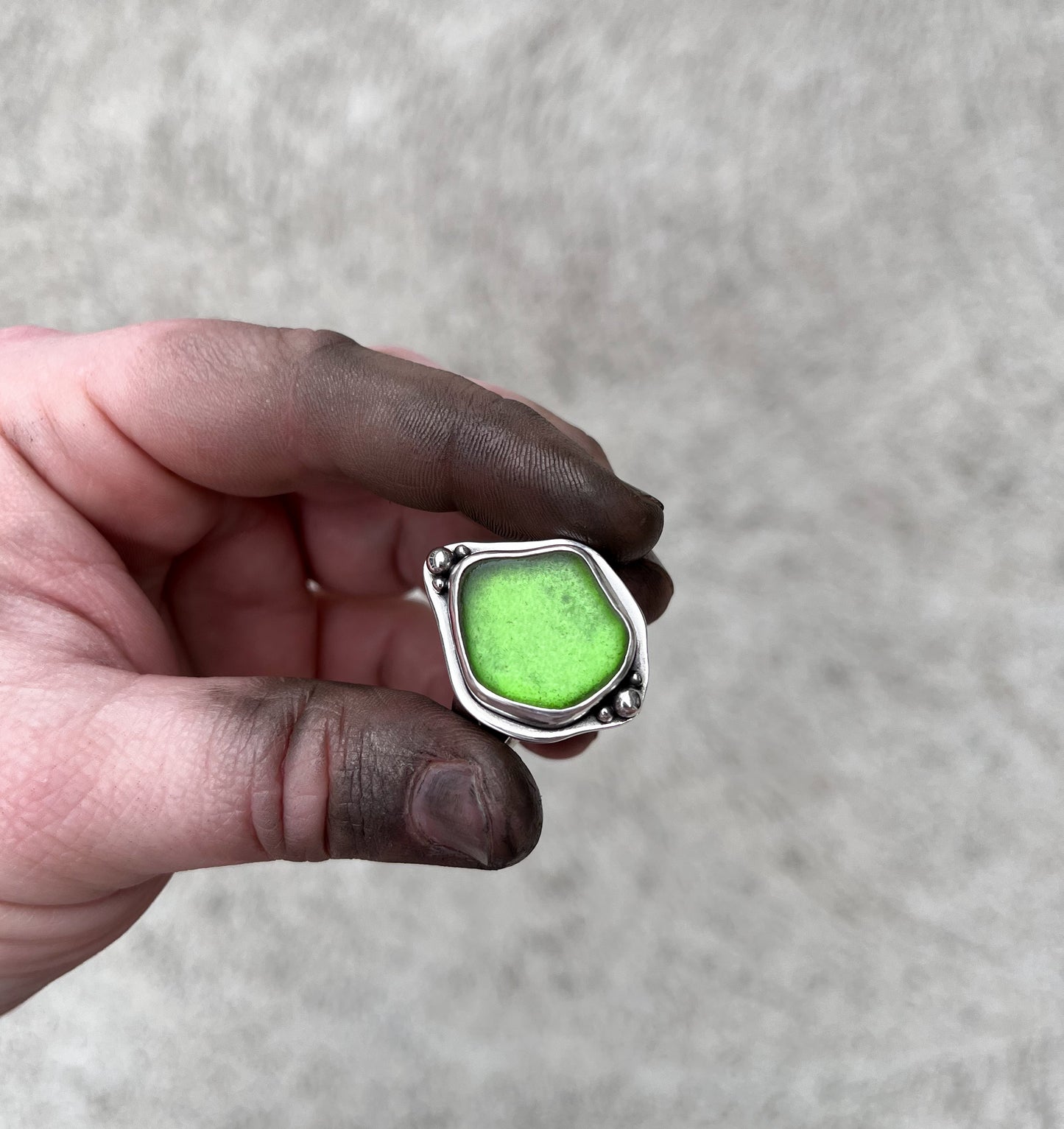 Green sea-glass ring