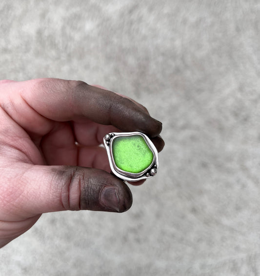 Green sea-glass ring