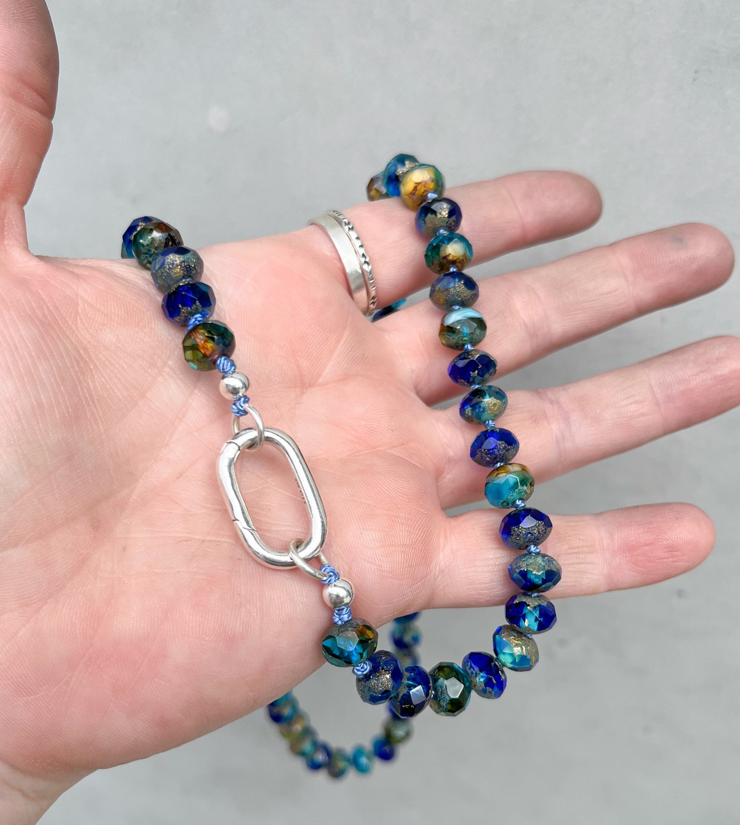 Beaded necklace- beach blue