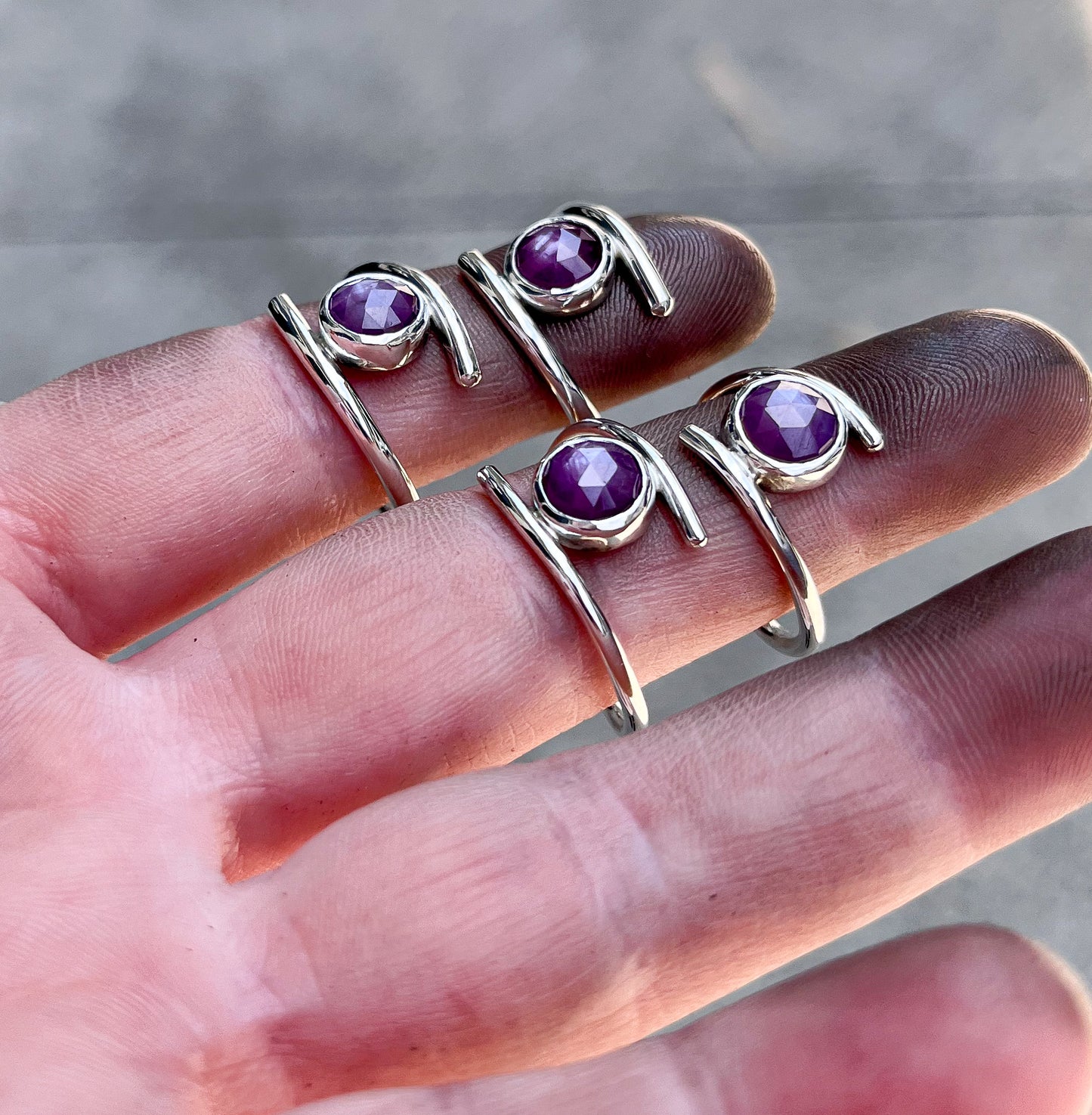 Pink star sapphire rings- multiple available.