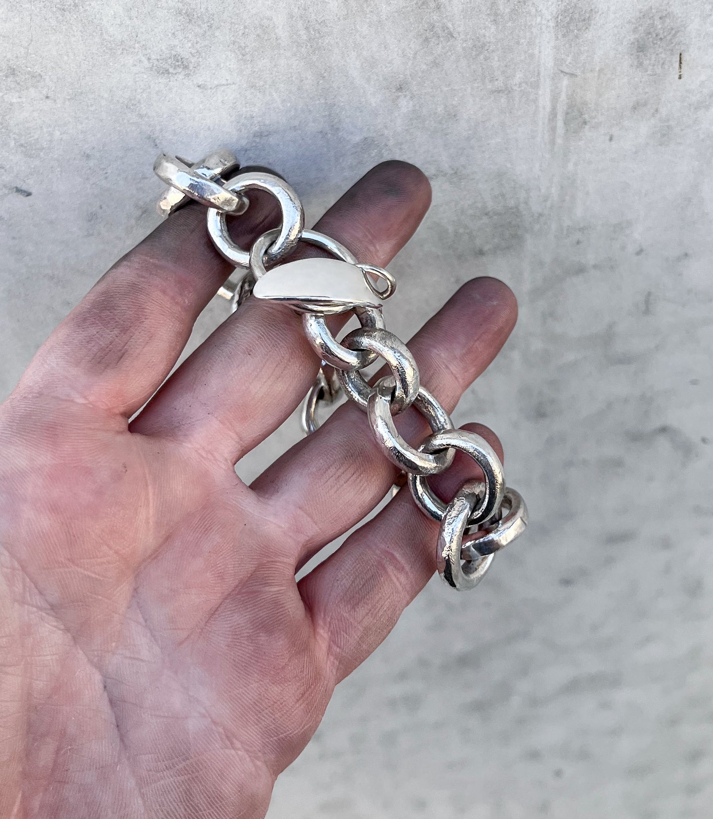 Chunky silver chain bangle
