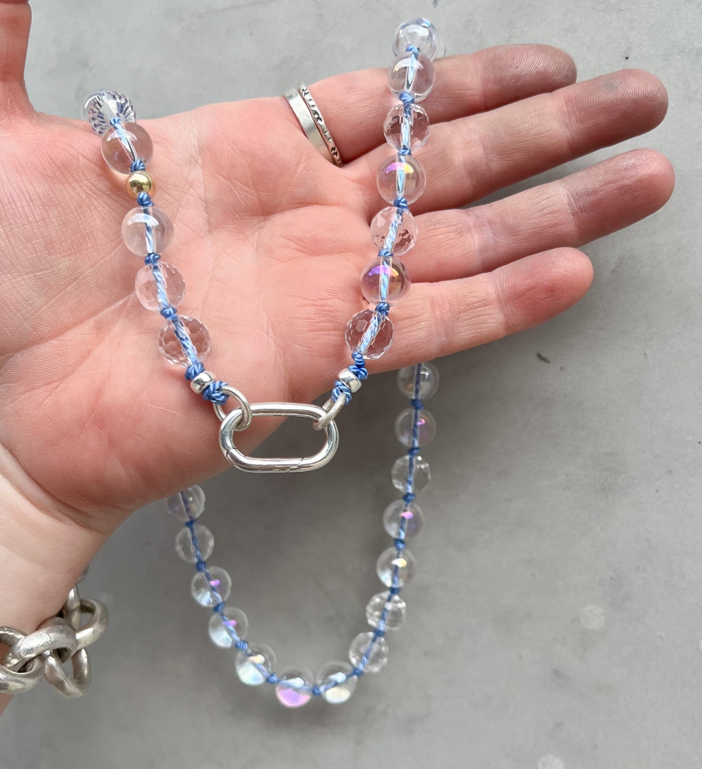 Beaded necklace- clear moonstone