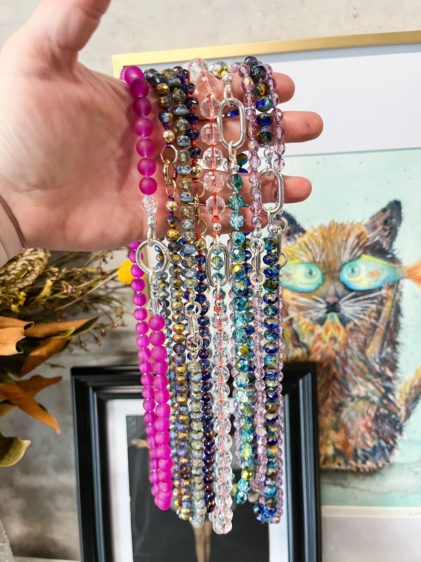 Beaded necklace- sapphire GOLD