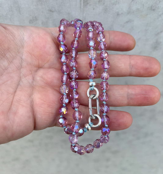 Beaded necklace- baby pink