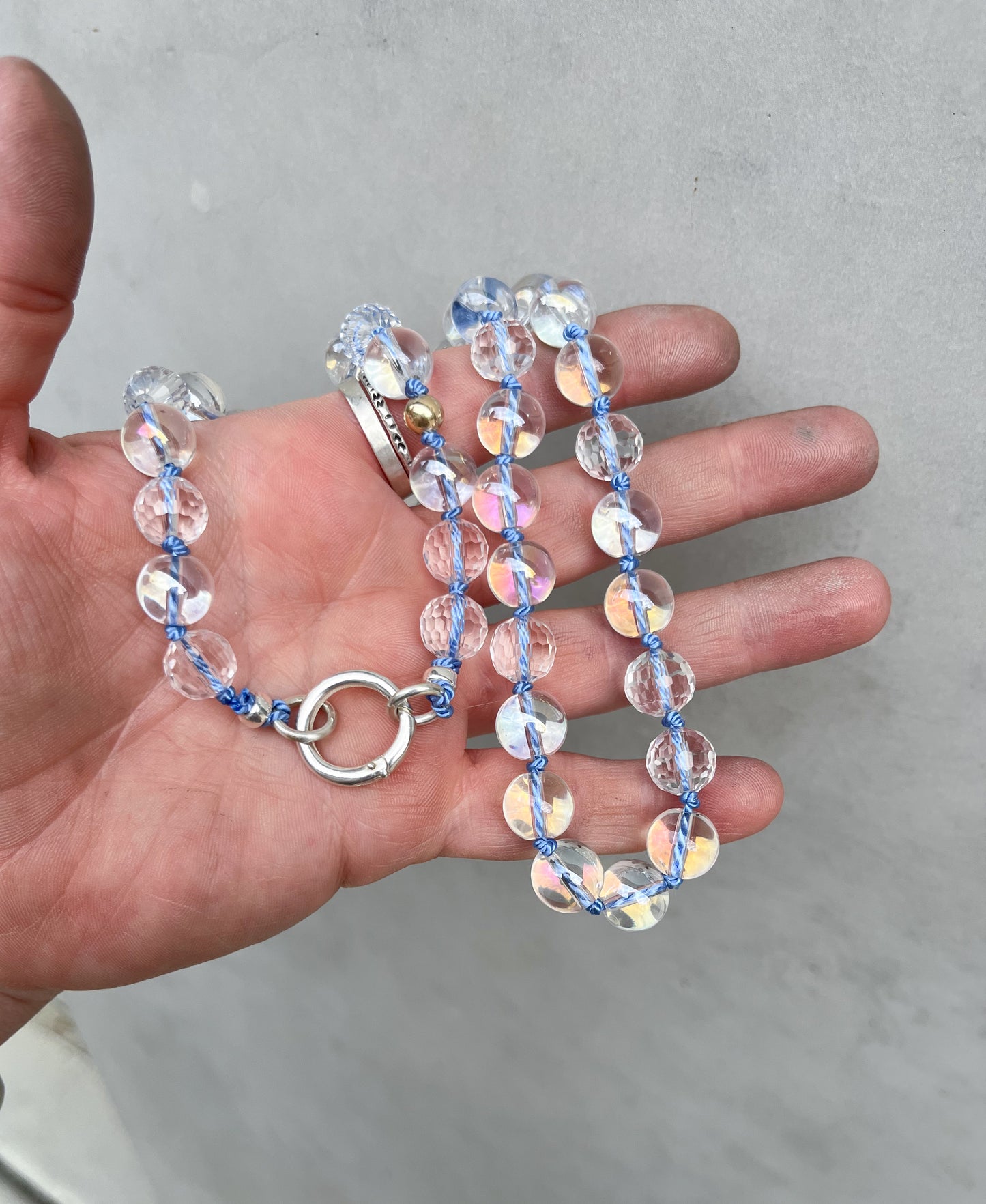 Beaded necklace- clear moonstone