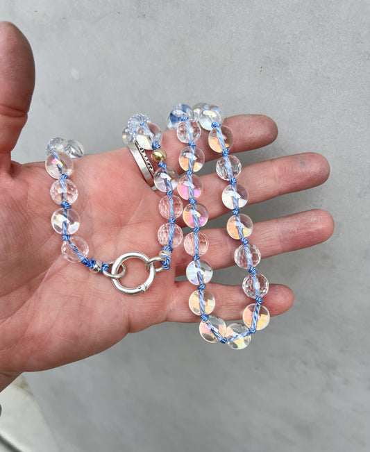 Beaded necklace- clear moonstone