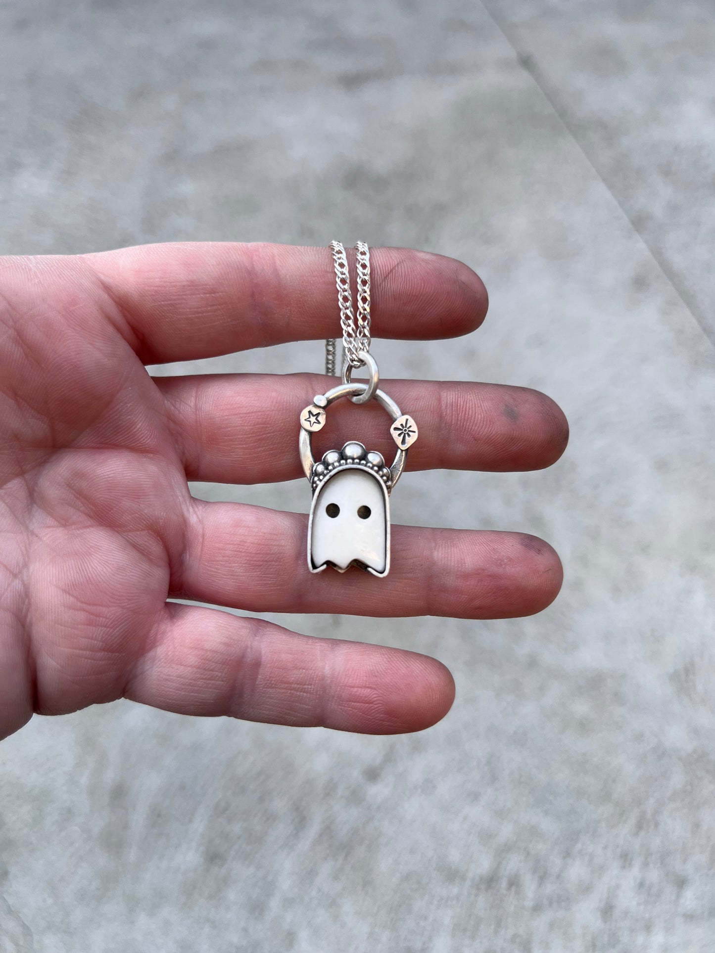 Ghost #3- Howlite & sterling silver- Pendant