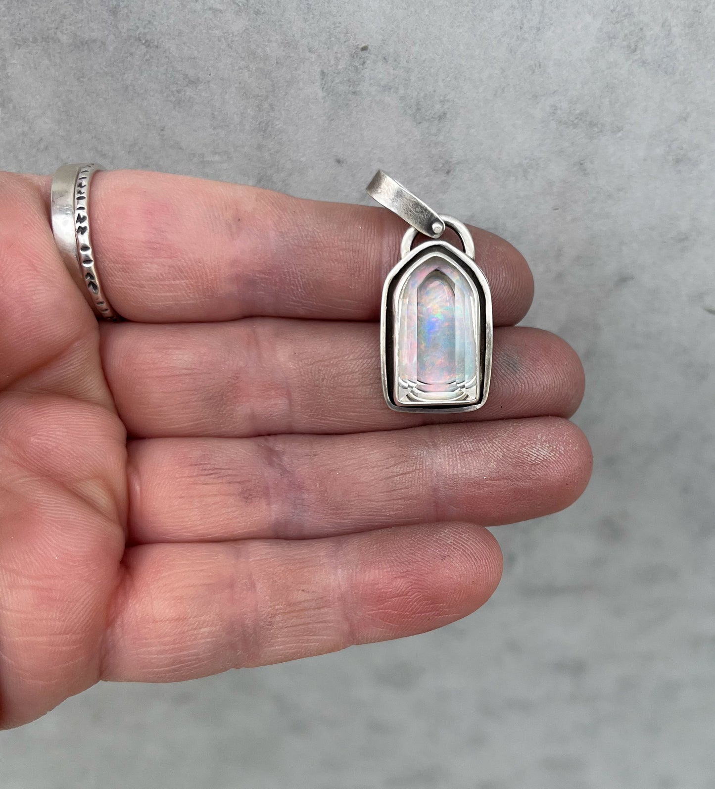 Beaded necklace- clear moonstone