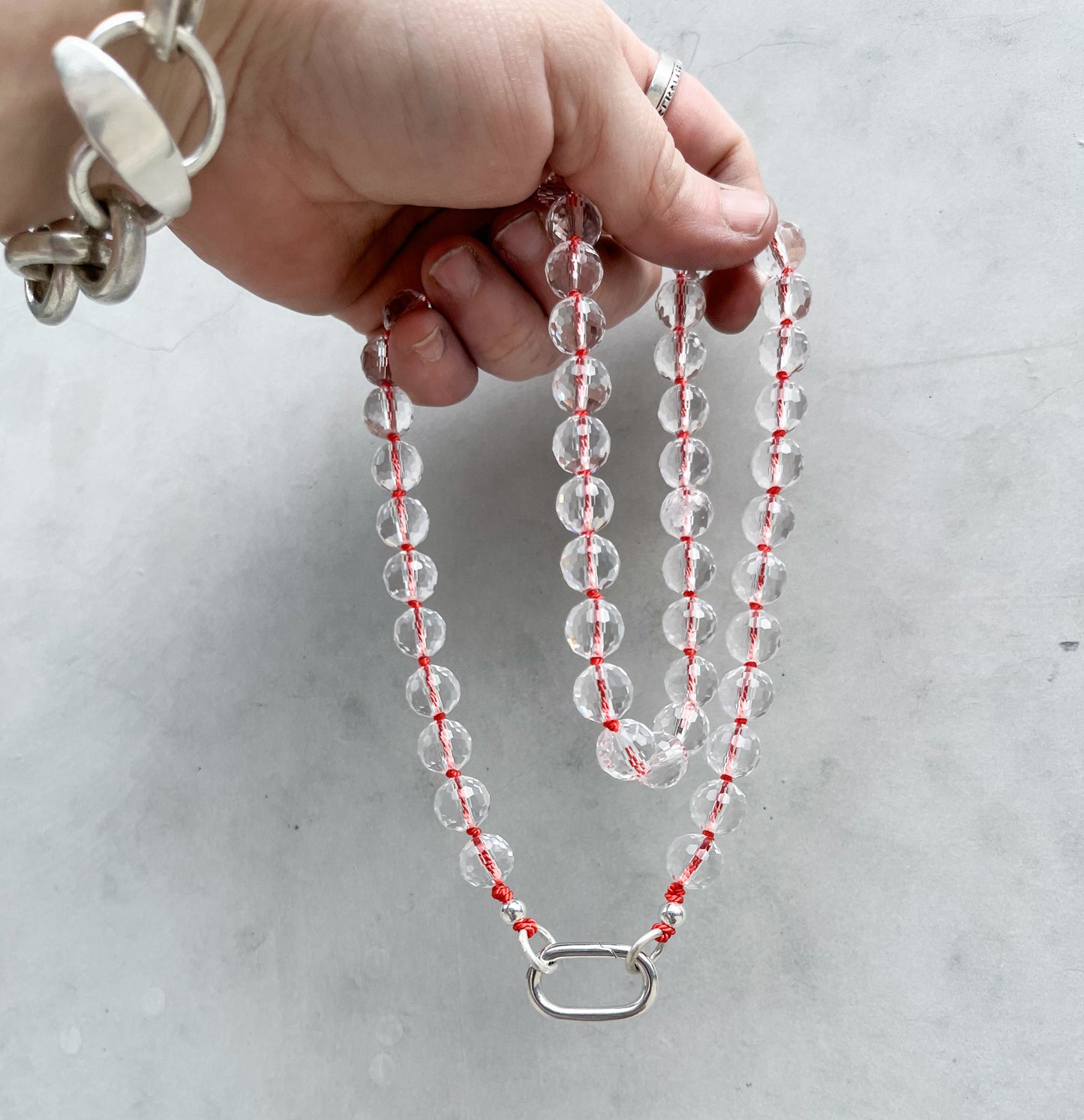 Beaded necklace- coral