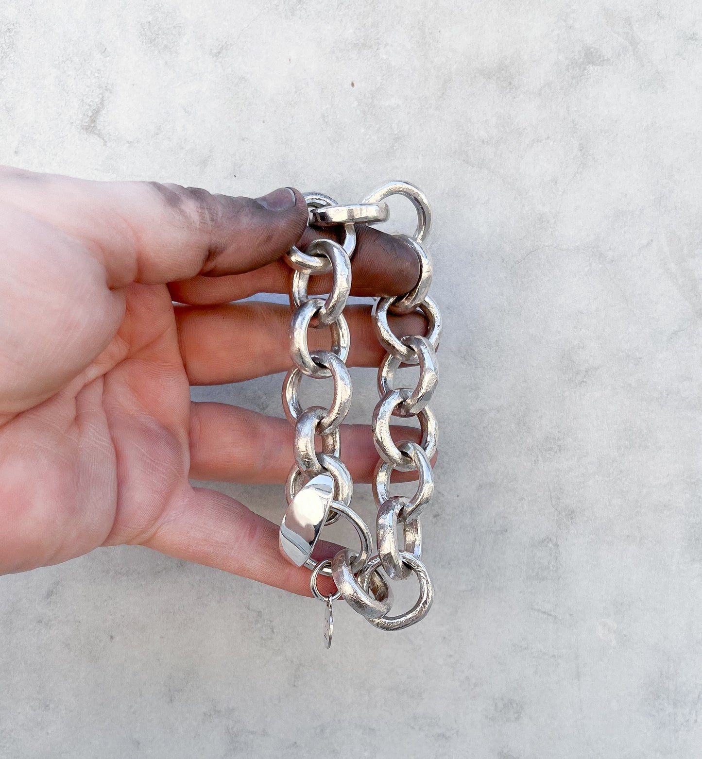 Chunky silver chain bangle