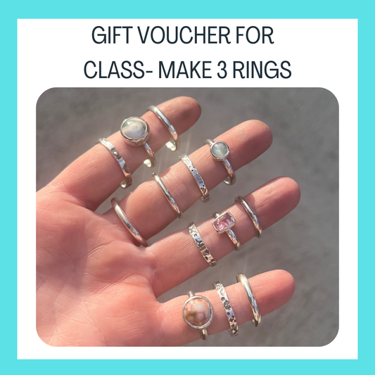 create 3 different rings in sterling silver (1 day class)- GIFT VOUCHER